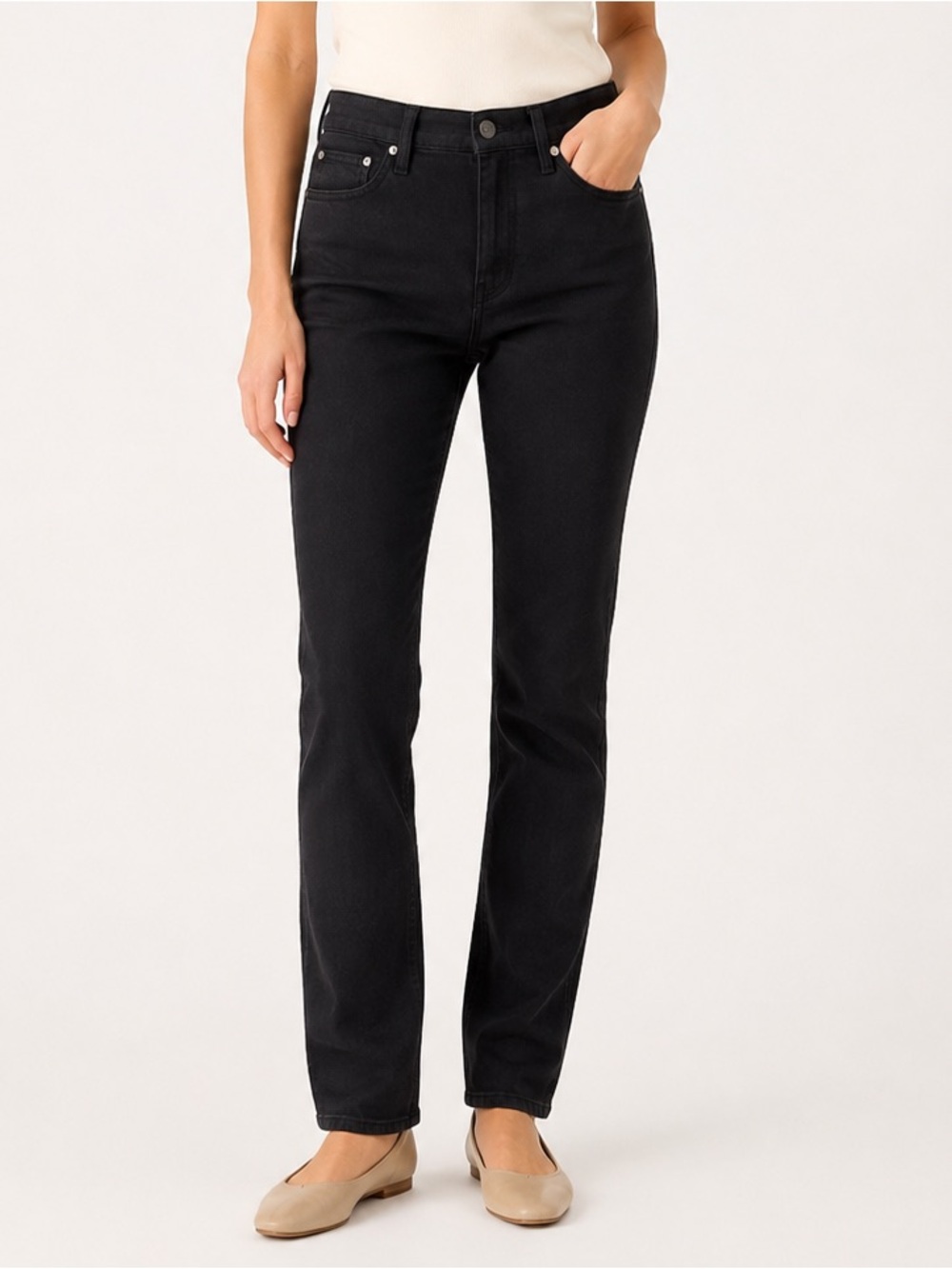GAP 1969 Classic Straight Mid Rise Black Jeans Size 26/2 Regular